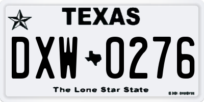 TX license plate DXW0276