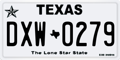 TX license plate DXW0279