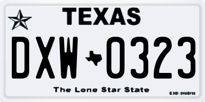 TX license plate DXW0323