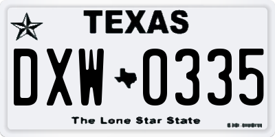 TX license plate DXW0335