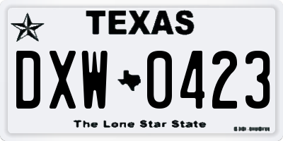 TX license plate DXW0423