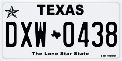 TX license plate DXW0438