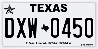 TX license plate DXW0450