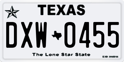 TX license plate DXW0455