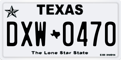 TX license plate DXW0470