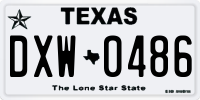 TX license plate DXW0486