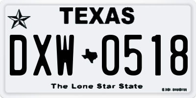 TX license plate DXW0518
