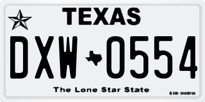 TX license plate DXW0554