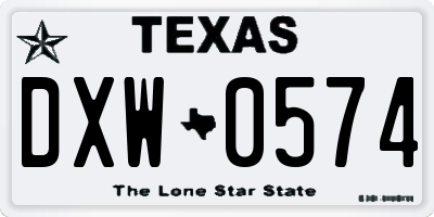 TX license plate DXW0574