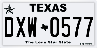 TX license plate DXW0577