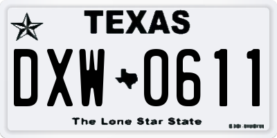 TX license plate DXW0611