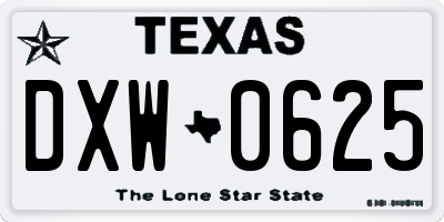 TX license plate DXW0625