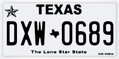 TX license plate DXW0689