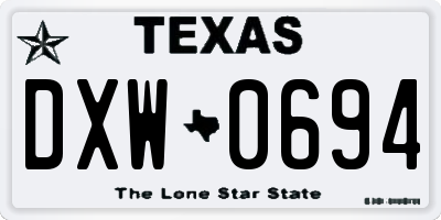 TX license plate DXW0694