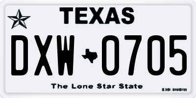 TX license plate DXW0705
