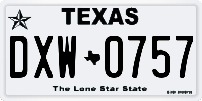 TX license plate DXW0757