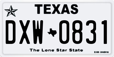 TX license plate DXW0831