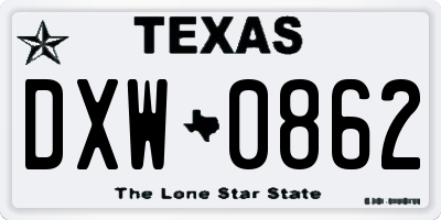 TX license plate DXW0862