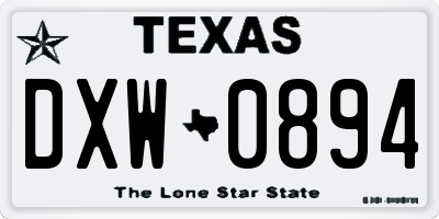 TX license plate DXW0894