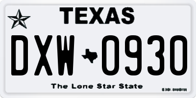 TX license plate DXW0930