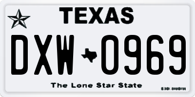 TX license plate DXW0969