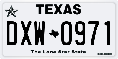 TX license plate DXW0971