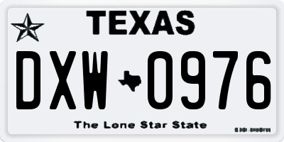 TX license plate DXW0976