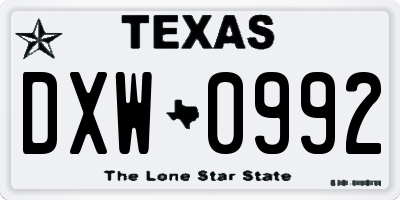 TX license plate DXW0992