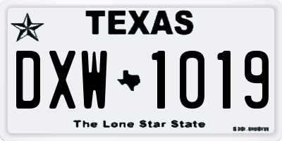 TX license plate DXW1019
