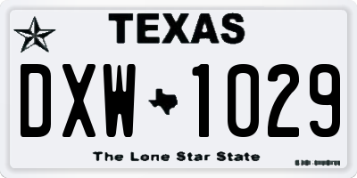 TX license plate DXW1029