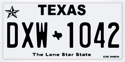 TX license plate DXW1042
