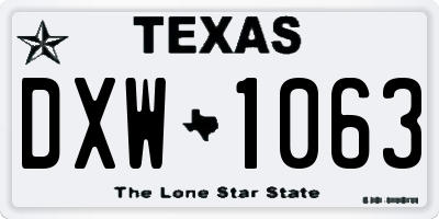 TX license plate DXW1063