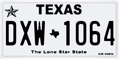 TX license plate DXW1064
