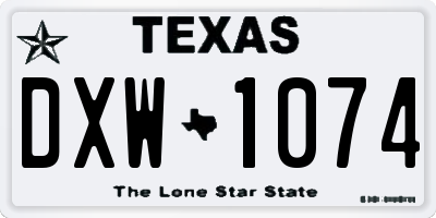 TX license plate DXW1074