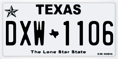 TX license plate DXW1106
