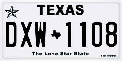 TX license plate DXW1108