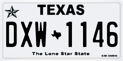 TX license plate DXW1146