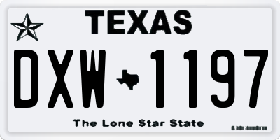 TX license plate DXW1197