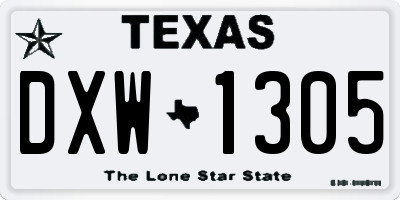 TX license plate DXW1305