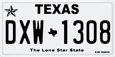 TX license plate DXW1308