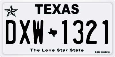 TX license plate DXW1321