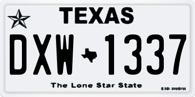 TX license plate DXW1337