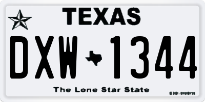 TX license plate DXW1344