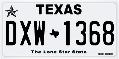 TX license plate DXW1368