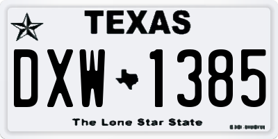 TX license plate DXW1385