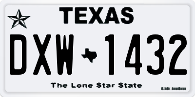TX license plate DXW1432