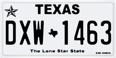 TX license plate DXW1463