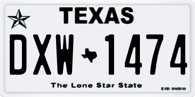 TX license plate DXW1474