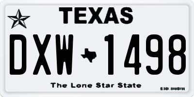 TX license plate DXW1498