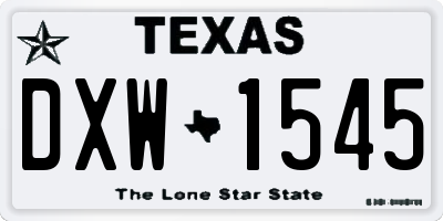 TX license plate DXW1545